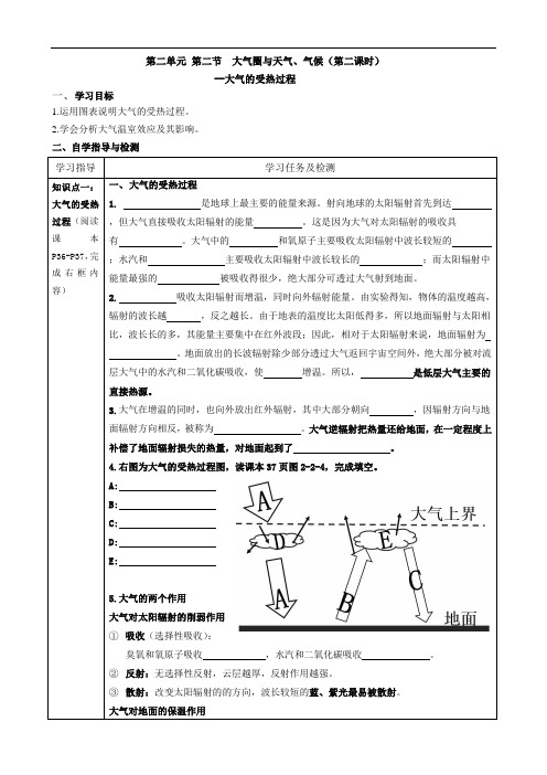 第二节 大气圈与天气、气候(大气的受热过程--第二课时)