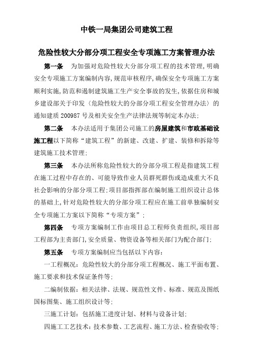 危险性较大分部分项工程安全专项施工方案管理规定