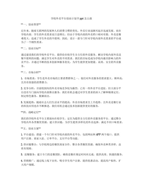 学校外卖平台创业计划书ppt怎么做