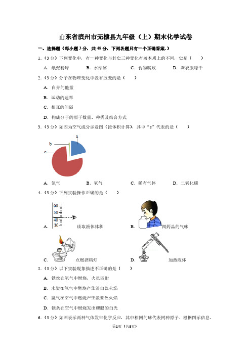 山东省滨州市无棣县九年级(上)期末化学试卷