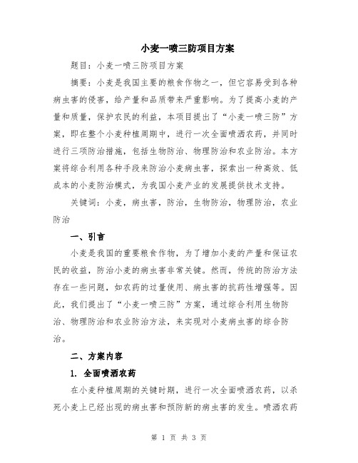 小麦一喷三防项目方案