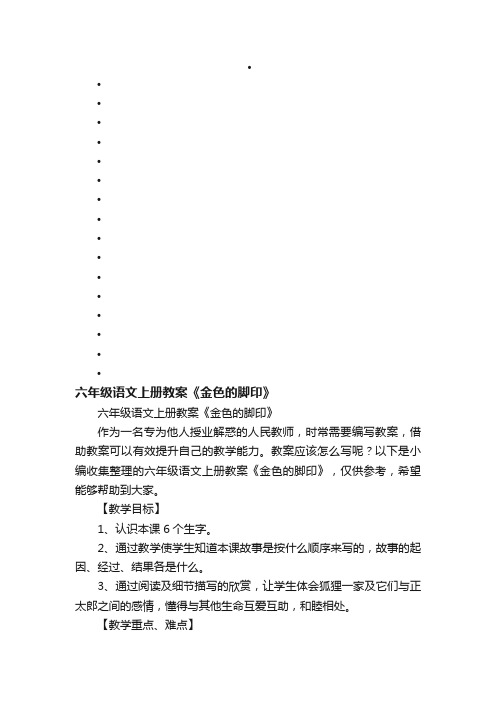 六年级语文上册教案《金色的脚印》