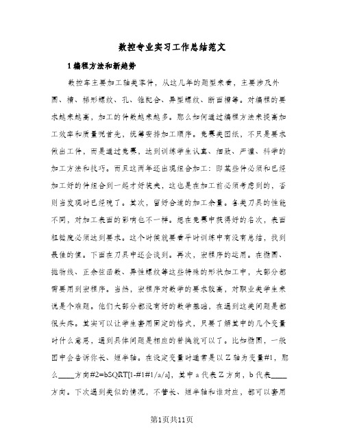 数控专业实习工作总结范文(4篇)