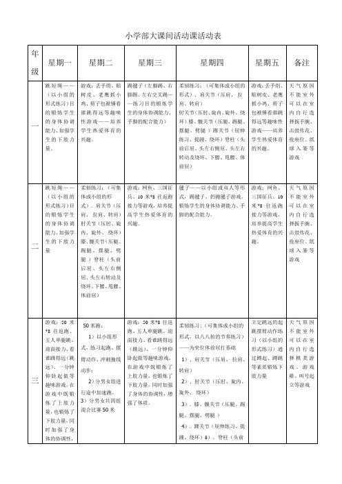 小学部课间操活动表