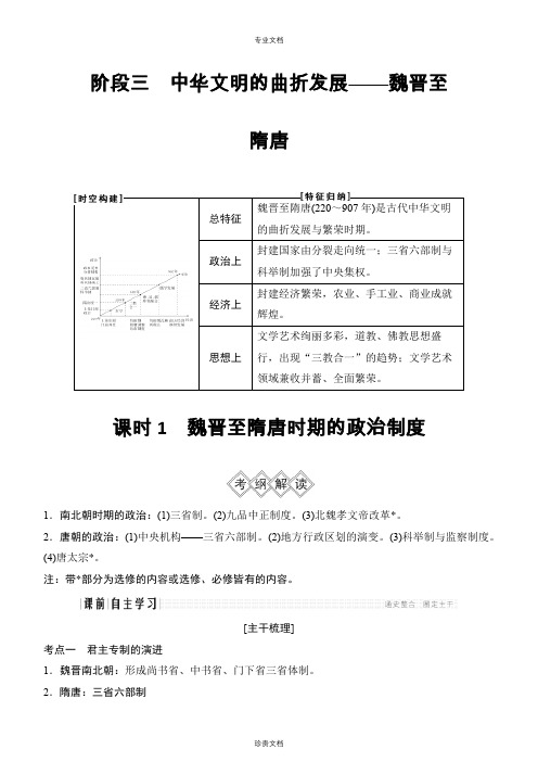 魏晋至隋唐时期的政治制度讲义