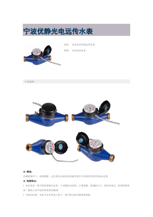 宁波优静光电远传水表