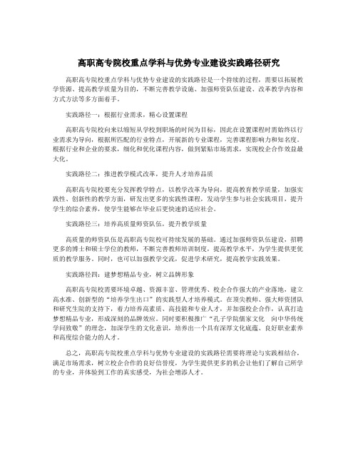 高职高专院校重点学科与优势专业建设实践路径研究