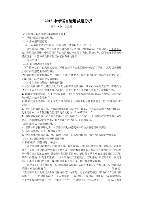 2013语言运用中考分析