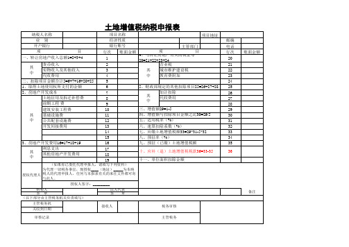 土地增值税纳税申报表(主表)