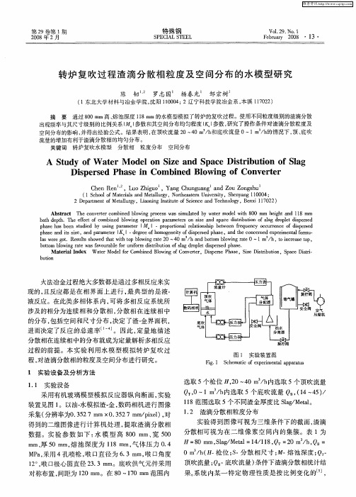 转炉复吹过程渣滴分散相粒度及空间分布的水模型研究
