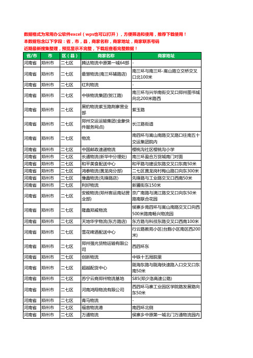 2020新版河南省郑州市二七区托运工商企业公司商家名录名单联系电话号码地址大全219家