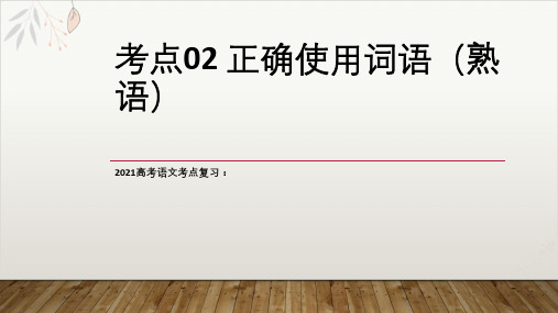 2021高考语文考点复习_考点02正确使用词语(熟语)(下)PPT教学课件(27页ppt)