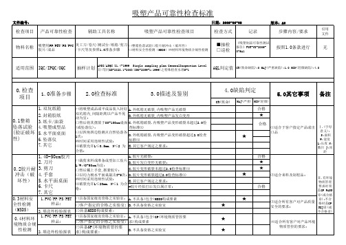 吸塑产品可靠性检查标准