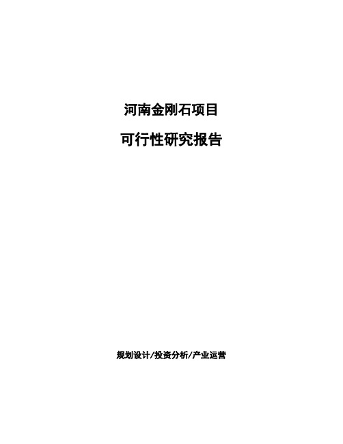 河南金刚石项目可行性研究报告