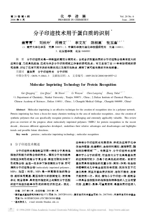 分子印迹技术用于蛋白质的识别