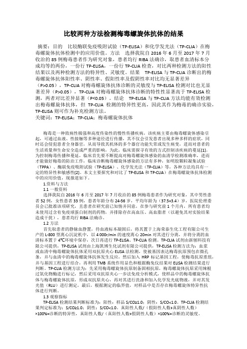 比较两种方法检测梅毒螺旋体抗体的结果28