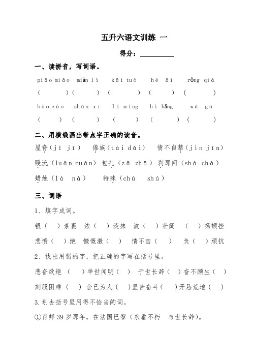 语文五升六训练、