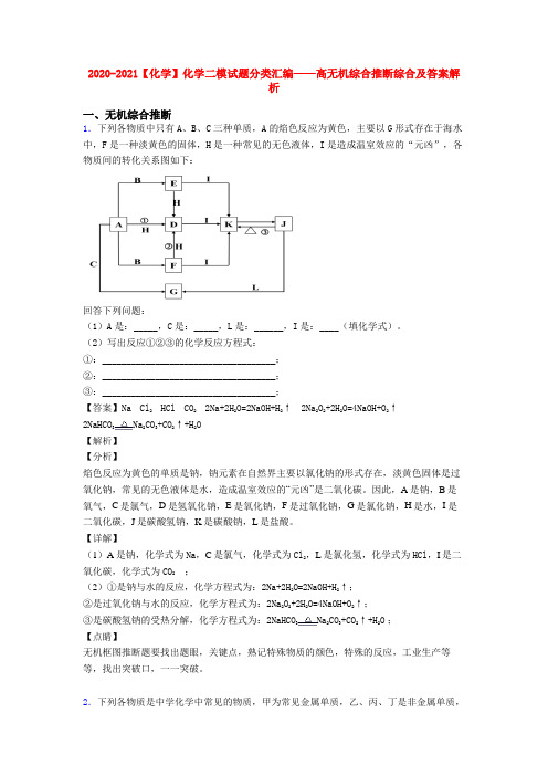 2020-2021【化学】化学二模试题分类汇编——高无机综合推断综合及答案解析