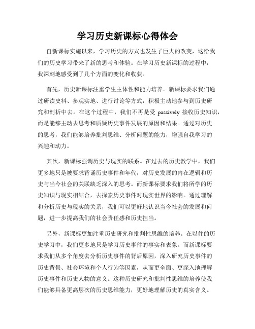 学习历史新课标心得体会