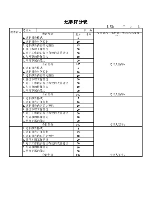 述职评分表