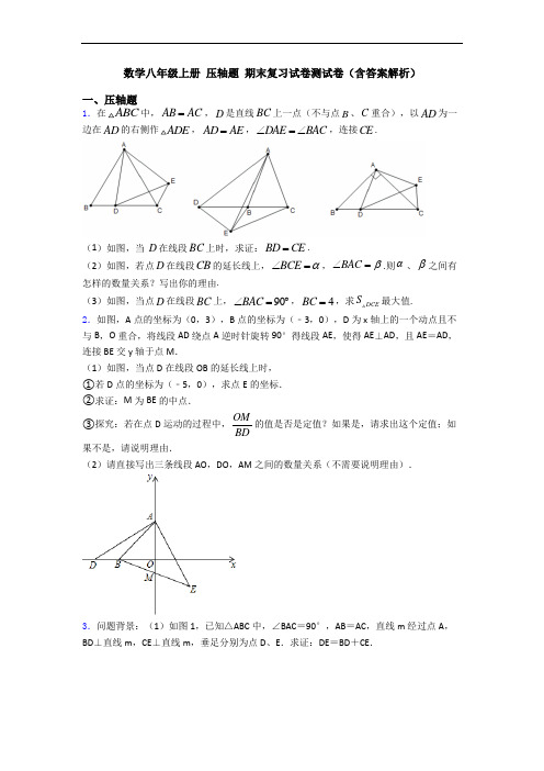 数学八年级上册 压轴题 期末复习试卷测试卷(含答案解析)