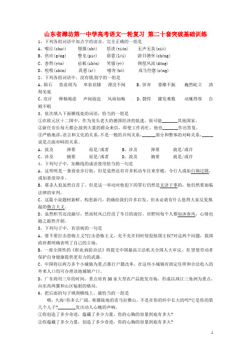 山东省潍坊第一中学高考语文一轮复习 第二十套突破基