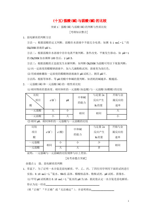 (全国通用)2019版高考化学一轮复习第8章水溶液中的离子平衡专项突破15强酸(碱)与弱酸(碱)的比较学案