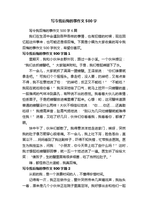 写令我后悔的事作文500字