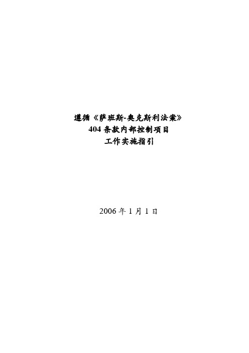 内部控制项目工作实施指引(讨论稿)