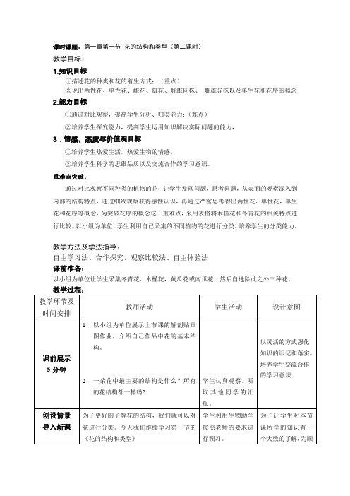 第一章第一节 花的结构和类型(第二课时)