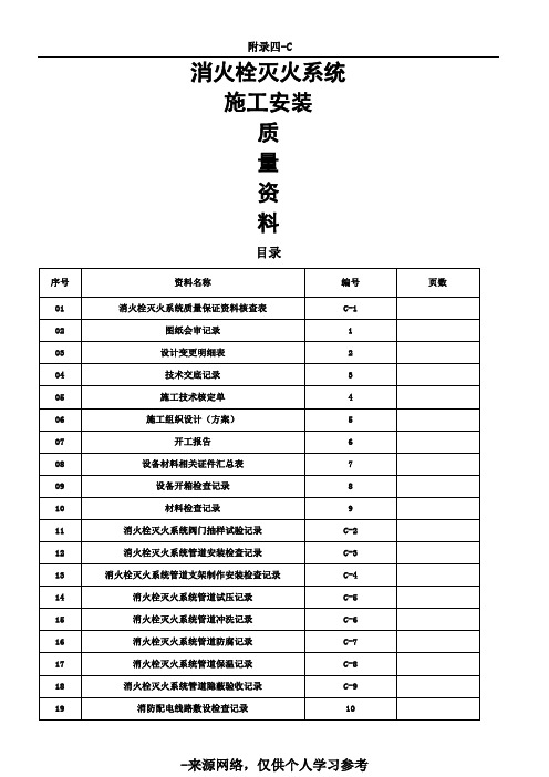 消火栓系统报验资料