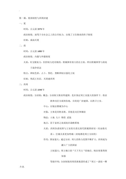 高一历史第一单元综合岳麓版必修1