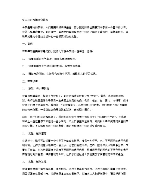 冬天小班科学探究教案