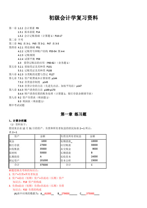 初级会计学复习资料