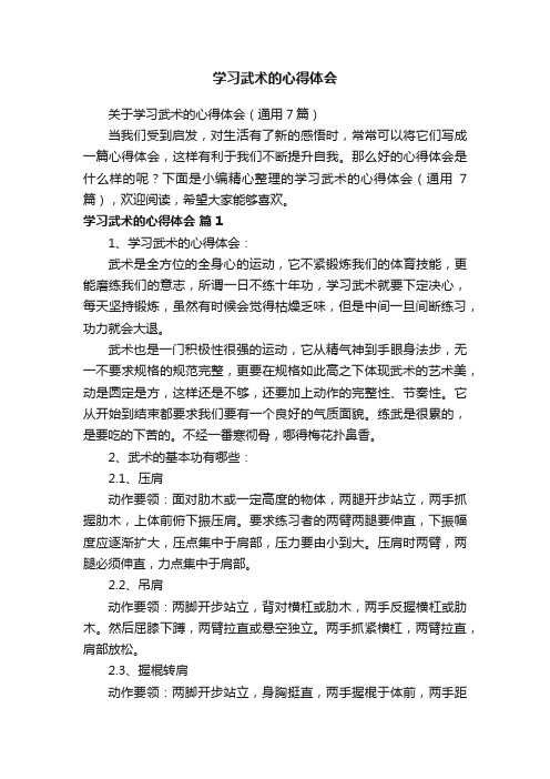 关于学习武术的心得体会（通用7篇）