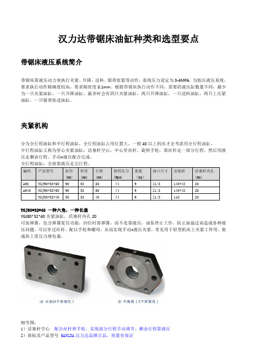 汉力达带锯床油缸种类和选型要点