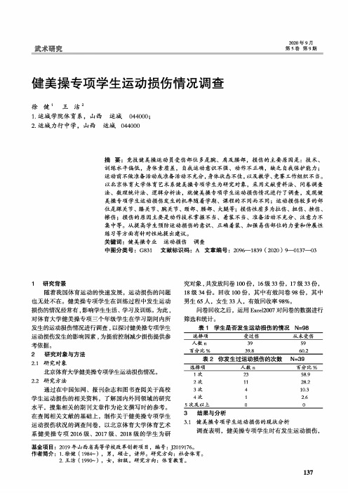 健美操专项学生运动损伤情况调查