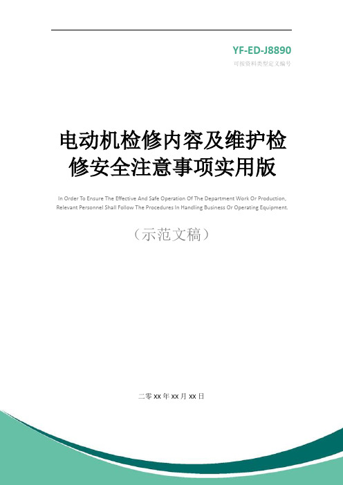 电动机检修内容及维护检修安全注意事项实用版