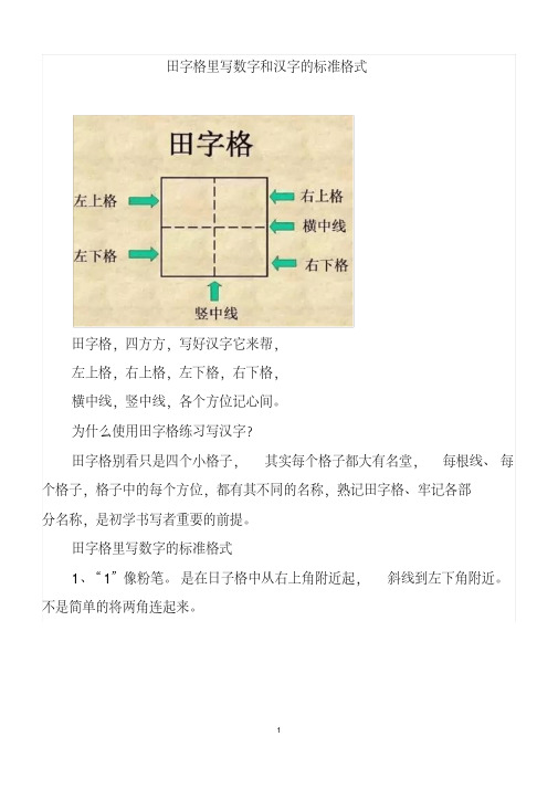 田字格里写数字和汉字的标准格式(强烈推荐收藏)资料