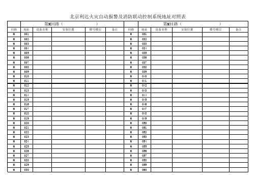 北京利达消防地址编码表(实例 )