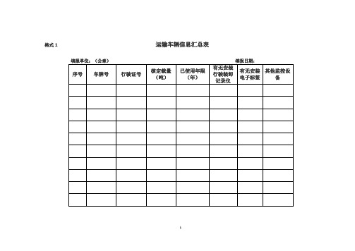 格式1运输车辆信息汇总表