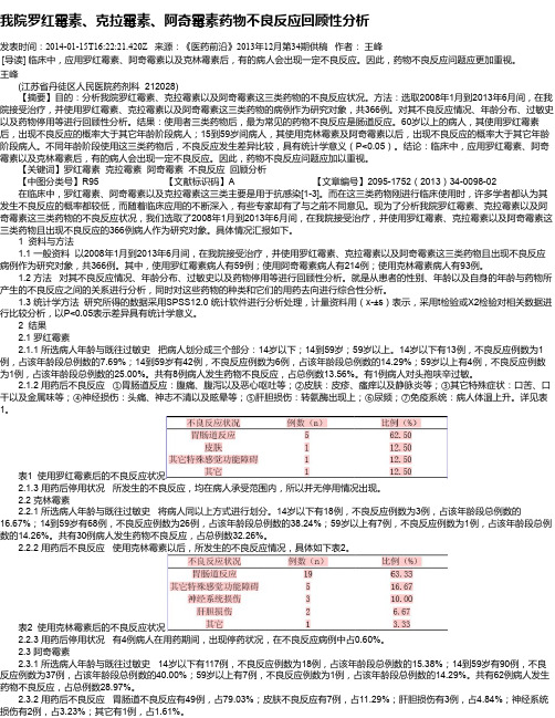 我院罗红霉素、克拉霉素、阿奇霉素药物不良反应回顾性分析