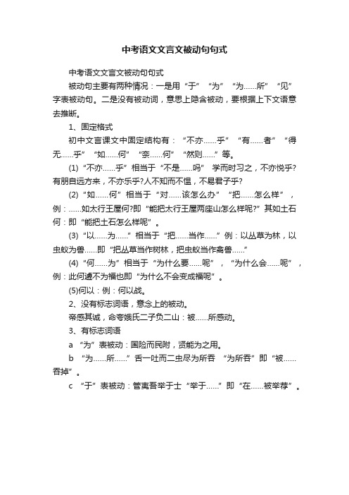 中考语文文言文被动句句式