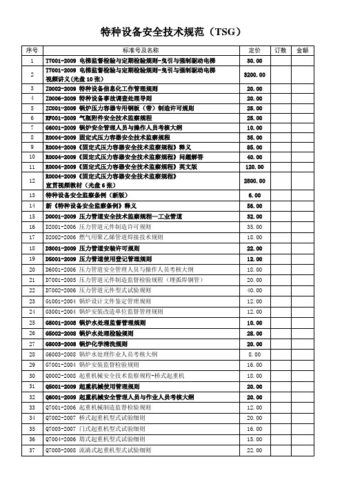 特种设备安全技术规范(TSG)