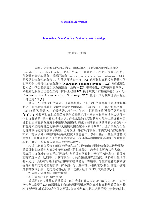 后循环缺血与眩晕