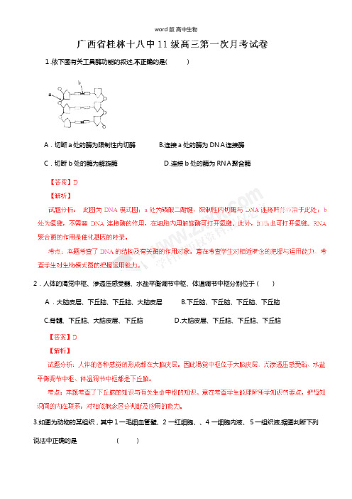 解析版广西桂林十八中最新高三上学期第一次月考试题解析生物