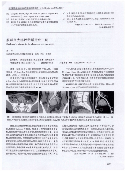 腹部巨大淋巴结增生症1例