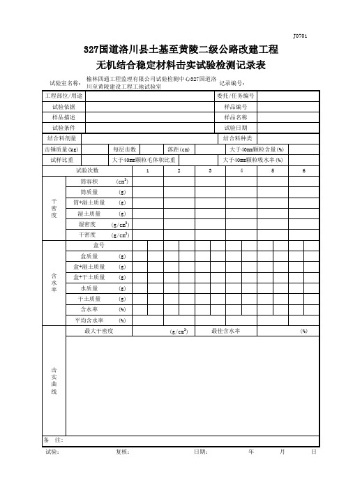 无机结合稳定材料击实试验检测记录表