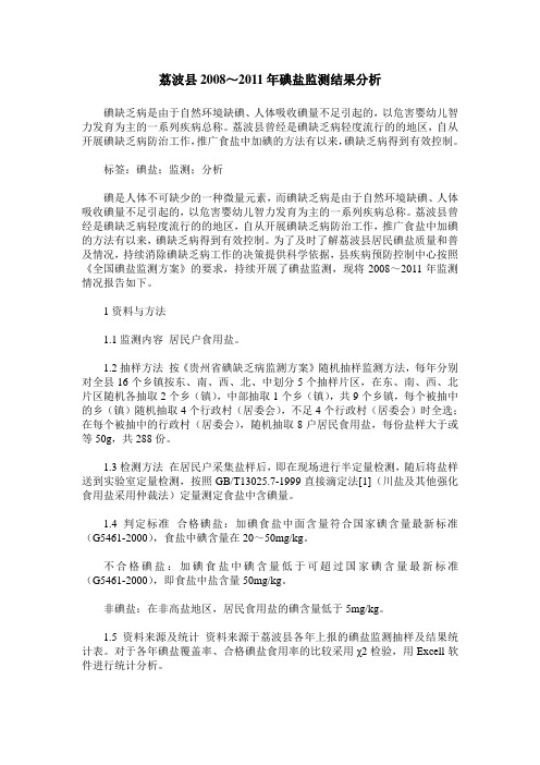 荔波县2008~2011年碘盐监测结果分析