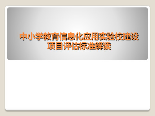 中小学教育信息化应用实验校建设项目评估标准解读